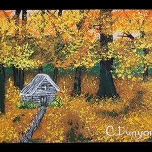 Deep In Woods Cabin Original Painting