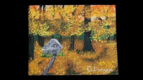 Deep In Woods Cabin Original Painting