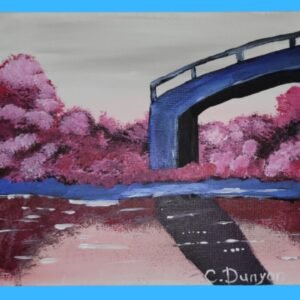 Pink Bushes Looking Over The River Print