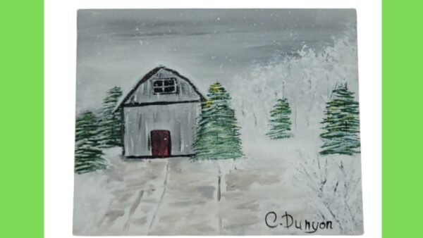 Barn In The Winter Original Painting