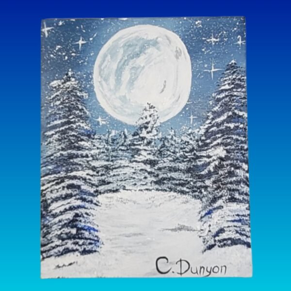 Wintery Moon Light Original Painting
