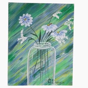 White Flowers In A Mason Jar 1 Print