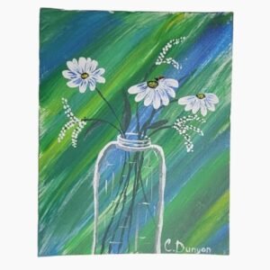 White Flowers In A Mason Jar Print