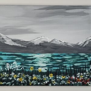 Mountains watching over the river Original Painting