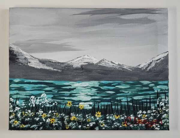 Mountains watching over the river Original Painting