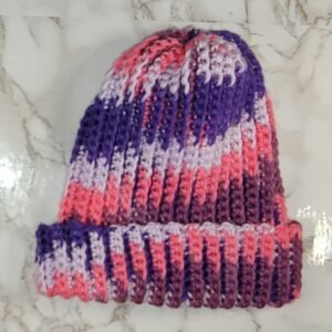 Child Purple/White/Pink Crochet Hat