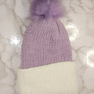 Child Lavender and White Knit Hat