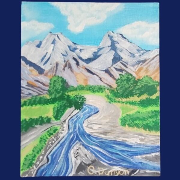 Mountains looking down at the river Original Painting