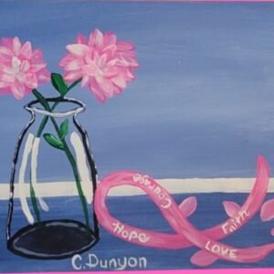 Pink Ribbon By A Vase Print