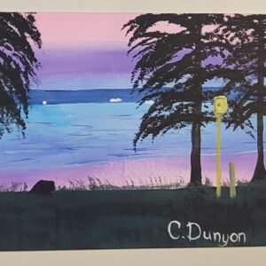 Deer feeding Under Aurora Borealis Print