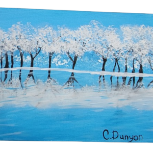 Snowy Day By The River Original Painting